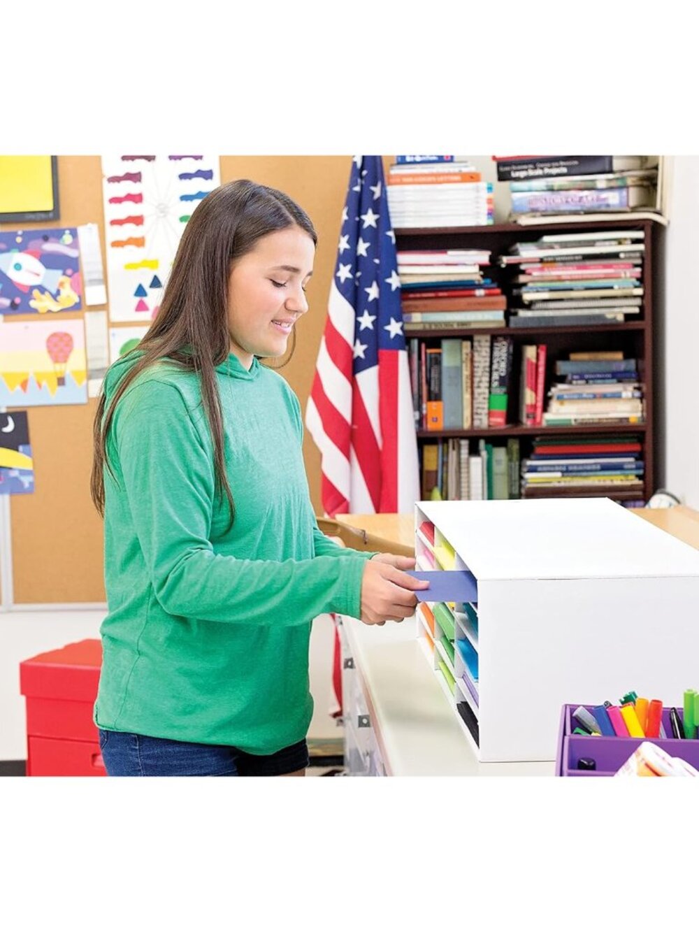 Classroom Keepers 9" x 12" Construction Paper Storage, 15-Slot, White, 9-3/8"H x - Picture 2 of 7